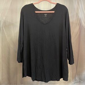 A.N.A a new approach 2X Black Long Sleeve Scoop Neck Tunic Top